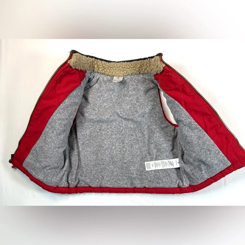 CARTER’S Baby Boys Red Corduroy Yoke‎ Puffer Vest 9M Sherpa Lined Retro Winter